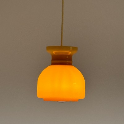 Heuman Vintage Cream Opaline Glass Pendant Light Heuman Vintage Cream Opaline Glass Pendant Light