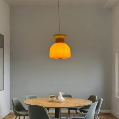 Heuman Vintage Cream Opaline Glass Pendant Light Heuman Vintage Cream Opaline Glass Pendant Light
