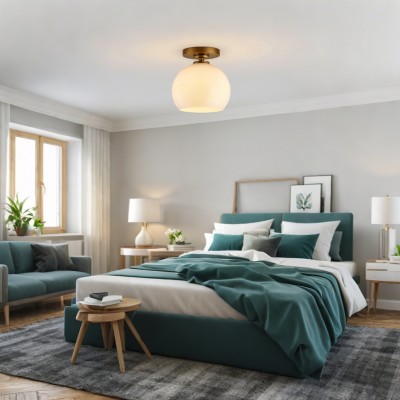 Pawson Minimalist Round Glass Brass Flush Mount Ceiling Light Pawson Minimalist Round Glass Brass Flush Mount Ceiling Light