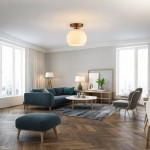 Pawson Minimalist Round Glass Brass Flush Mount Ceiling Light