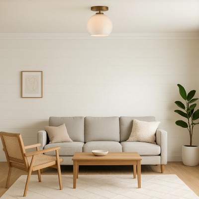 Pawson Minimalist Round Glass Brass Flush Mount Ceiling Light Pawson Minimalist Round Glass Brass Flush Mount Ceiling Light