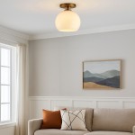 Pawson Minimalist Round Glass Brass Flush Mount Ceiling Light