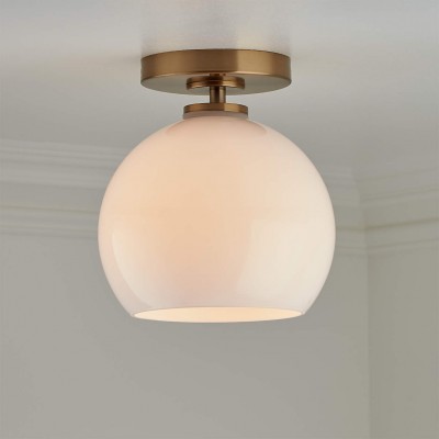 Pawson Minimalist Round Glass Brass Flush Mount Ceiling Light