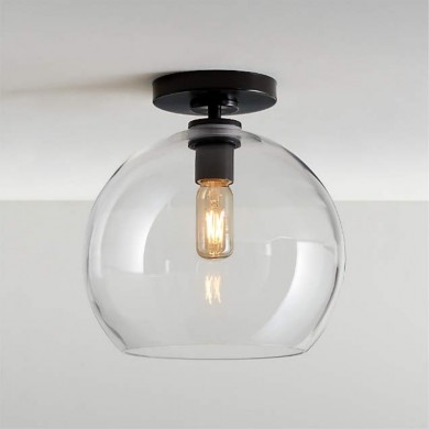 Pawson Minimalist Round Glass Brass Flush Mount Ceiling Light
