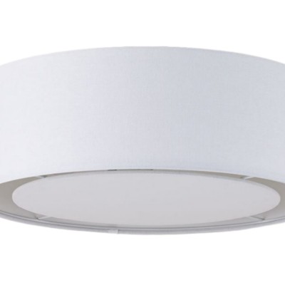 Haslam Wabi-Sabi White Linen Drum Shade Flush Mount Ceiling Light Haslam Wabi-Sabi White Linen Drum Shade Flush Mount Ceiling Light