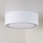 Haslam Wabi-Sabi White Linen Drum Shade Flush Mount Ceiling Light