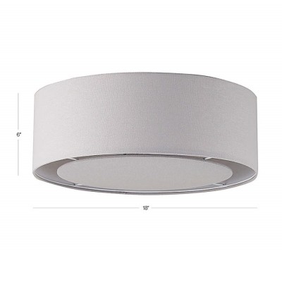 Haslam Wabi-Sabi White Linen Drum Shade Flush Mount Ceiling Light Haslam Wabi-Sabi White Linen Drum Shade Flush Mount Ceiling Light