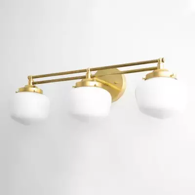 Lyssa 3 Lights Schoolhouse White Globes Vanity Wall Light Lyssa 3 Lights Schoolhouse White Globes Vanity Wall Light