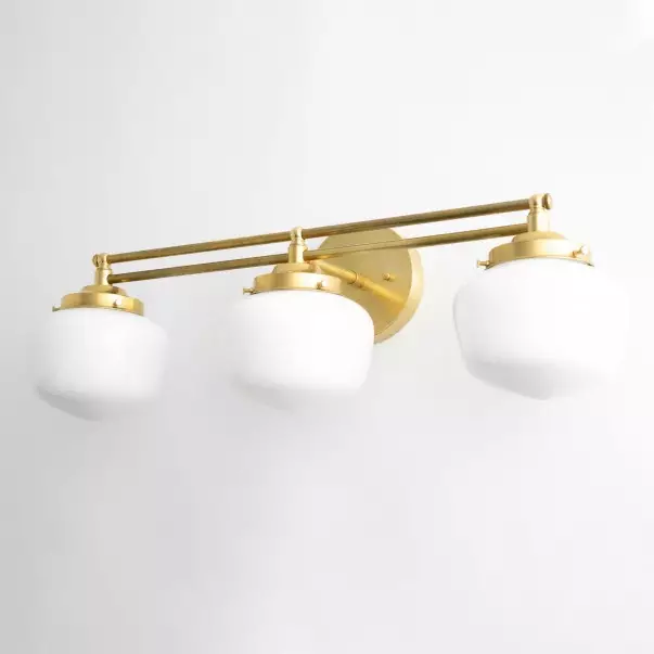 Lyssa 3 Lights Schoolhouse White Globes Vanity Wall Light Lyssa 3 Lights Schoolhouse White Globes Vanity Wall Light
