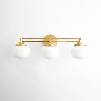 Lyssa 3 Lights Schoolhouse White Globes Vanity Wall Light Lyssa 3 Lights Schoolhouse White Globes Vanity Wall Light