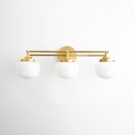 Lyssa 3 Lights Schoolhouse White Globes Vanity Wall Light
