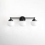 Lyssa 3 Lights Schoolhouse White Globes Vanity Wall Light