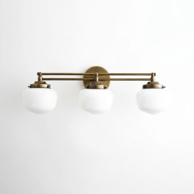 Lyssa 3 Lights Schoolhouse White Globes Vanity Wall Light Lyssa 3 Lights Schoolhouse White Globes Vanity Wall Light