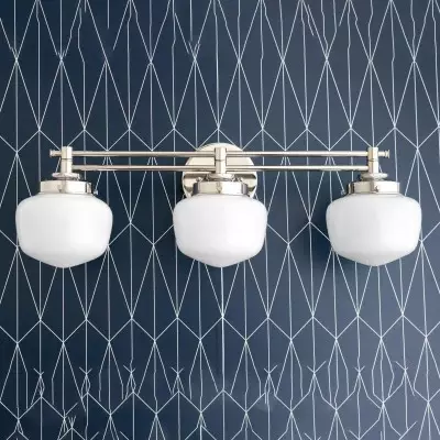 Lyssa 3 Lights Schoolhouse White Globes Vanity Wall Light Lyssa 3 Lights Schoolhouse White Globes Vanity Wall Light