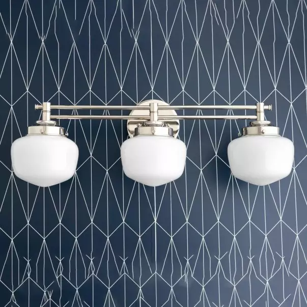 Lyssa 3 Lights Schoolhouse White Globes Vanity Wall Light Lyssa 3 Lights Schoolhouse White Globes Vanity Wall Light