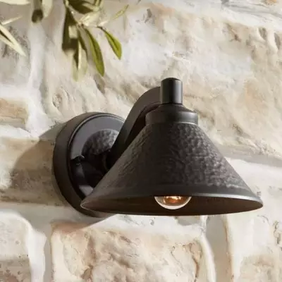 Conran Industrial Black Metal Cone Shade Outdoor Wall Light Conran Industrial Black Metal Cone Shade Outdoor Wall Light