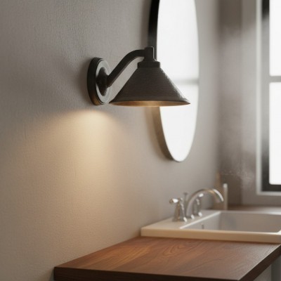 Conran Industrial Black Metal Cone Shade Outdoor Wall Light Conran Industrial Black Metal Cone Shade Outdoor Wall Light