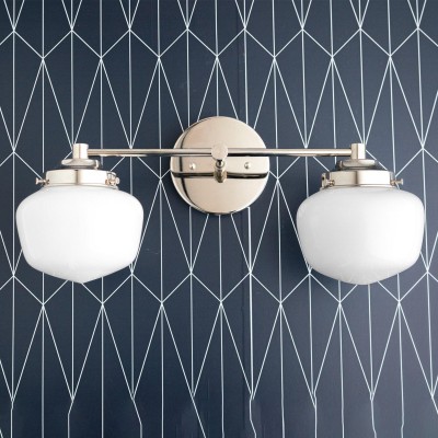 Makhai 2 Lights Farmhouse White Globes Vanity Wall Light Makhai 2 Lights Farmhouse White Globes Vanity Wall Light