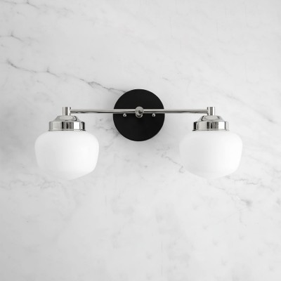 Makhai 2 Lights Farmhouse White Globes Vanity Wall Light Makhai 2 Lights Farmhouse White Globes Vanity Wall Light