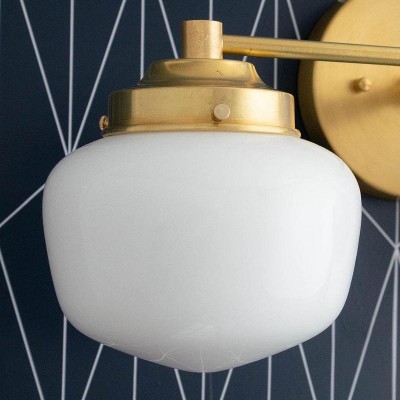 Makhai 2 Lights Farmhouse White Globes Vanity Wall Light Makhai 2 Lights Farmhouse White Globes Vanity Wall Light