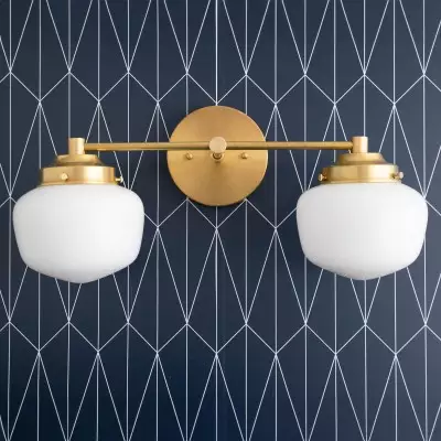 Makhai 2 Lights Farmhouse White Globes Vanity Wall Light Makhai 2 Lights Farmhouse White Globes Vanity Wall Light