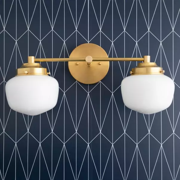 Makhai 2 Lights Farmhouse White Globes Vanity Wall Light Makhai 2 Lights Farmhouse White Globes Vanity Wall Light