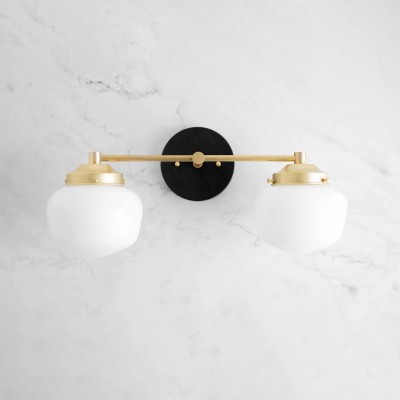 Makhai 2 Lights Farmhouse White Globes Vanity Wall Light Makhai 2 Lights Farmhouse White Globes Vanity Wall Light