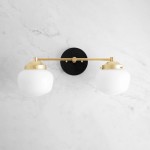 Makhai 2 Lights Farmhouse White Globes Vanity Wall Light