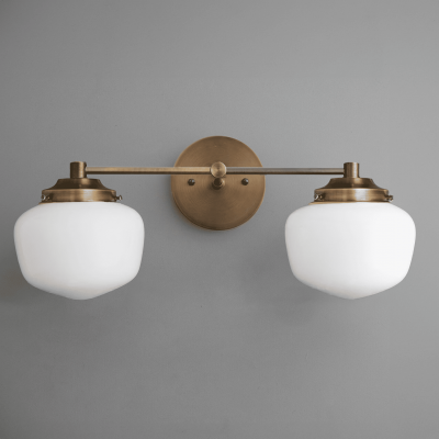 Makhai 2 Lights Farmhouse White Globes Vanity Wall Light Makhai 2 Lights Farmhouse White Globes Vanity Wall Light