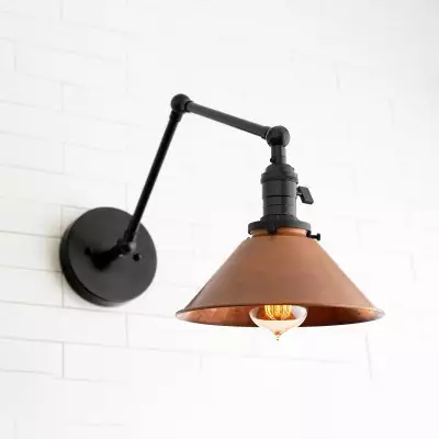 Hugo Industrial Metal Swing Arm Conical Wall Lilght Hugo Industrial Metal Swing Arm Conical Wall Lilght