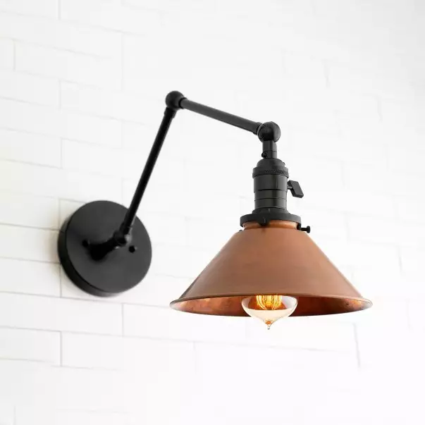 Hugo Industrial Metal Swing Arm Conical Wall Lilght Hugo Industrial Metal Swing Arm Conical Wall Lilght