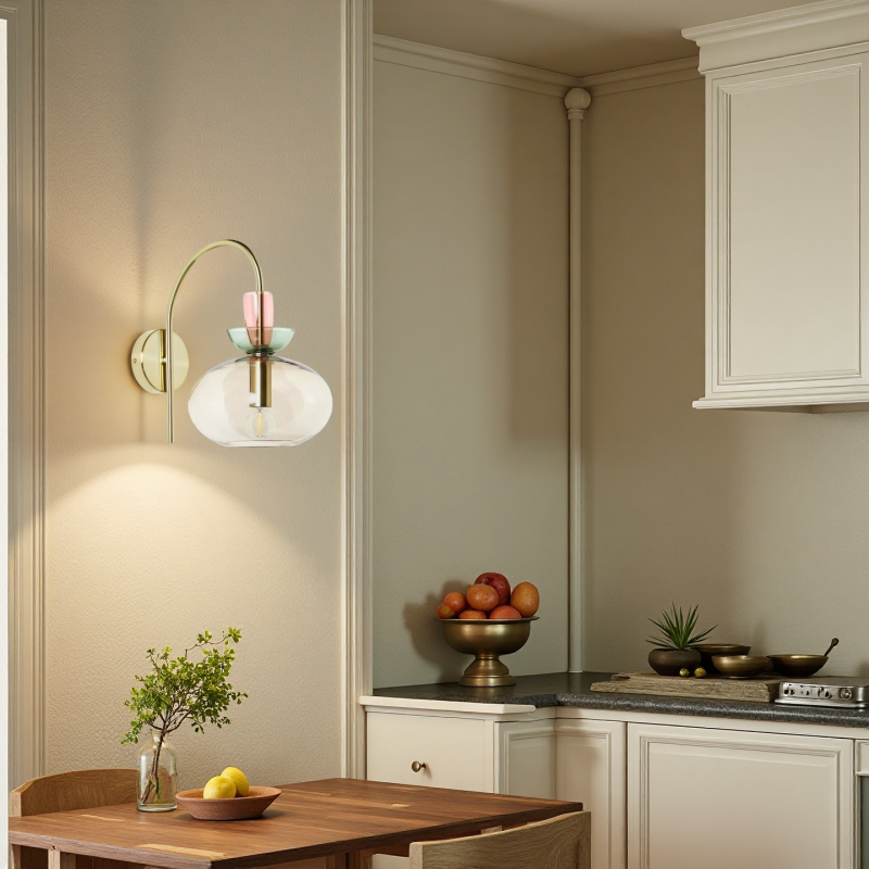 Oryn Globe Glass Brass Wall Light