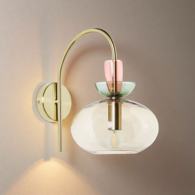 Oryn Globe Glass Brass Wall Light Oryn Globe Glass Brass Wall Light