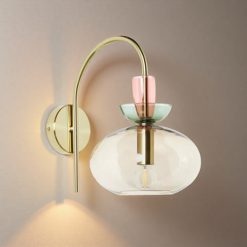 Oryn Globe Glass Brass Wall Light