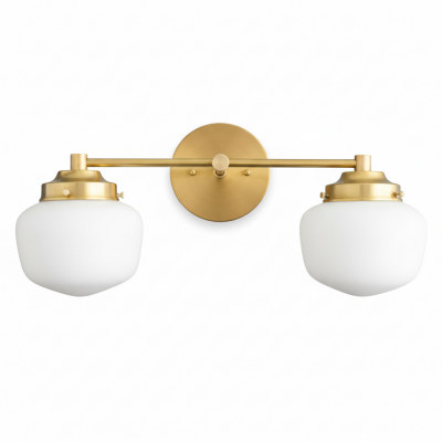 Makhai 2 Lights Farmhouse White Globes Vanity Wall Light Makhai 2 Lights Farmhouse White Globes Vanity Wall Light