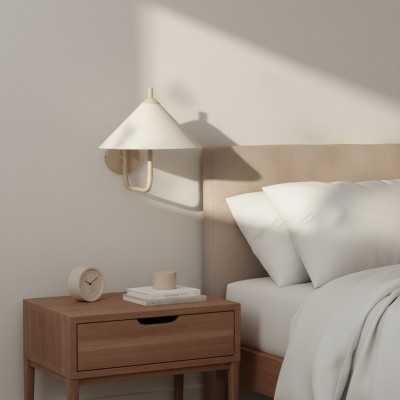 Rhodes Minimalist Linen Fabric Cone Wall Light Rhodes Minimalist Linen Fabric Cone Wall Light