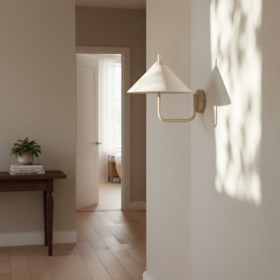 Rhodes Minimalist Linen Fabric Cone Wall Light Rhodes Minimalist Linen Fabric Cone Wall Light