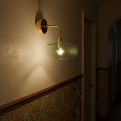 Guy Retro Round Blown Glass Gold Wall Light Guy Retro Round Blown Glass Gold Wall Light