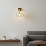 Guy Modern Round Blown Glass Gold Wall Light