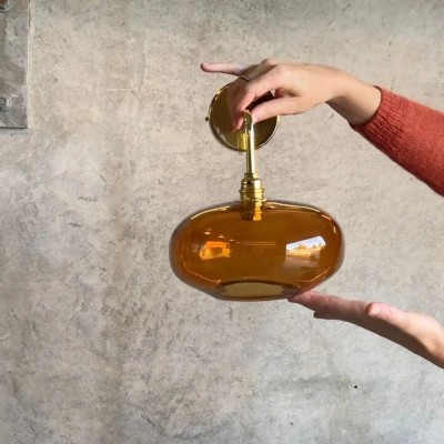 Guy Retro Round Blown Glass Gold Wall Light Guy Retro Round Blown Glass Gold Wall Light