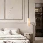 Modern Hand Carved Alabaster Cylinder Pendant Light