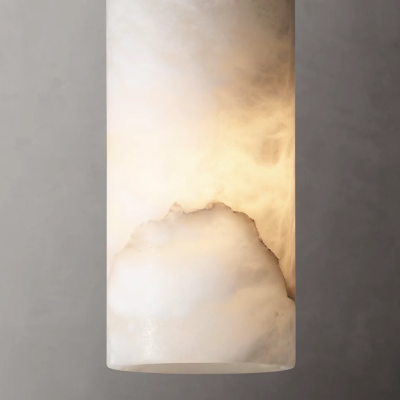 Modern Hand Carved Alabaster Cylinder Pendant Light Modern Hand Carved Alabaster Cylinder Pendant Light