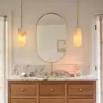 Modern Hand Carved Alabaster Cylinder Pendant Light