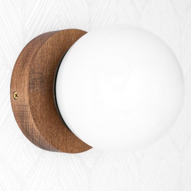 Grenney Minimalist Opal Globe Wood Wall Light