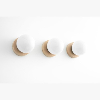 Grenney Minimalist Opal Globe Wood Wall Light Grenney Minimalist Opal Globe Wood Wall Light