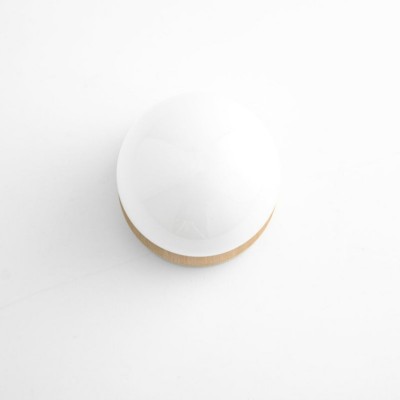 Grenney Minimalist Opal Globe Wood Wall Light Grenney Minimalist Opal Globe Wood Wall Light