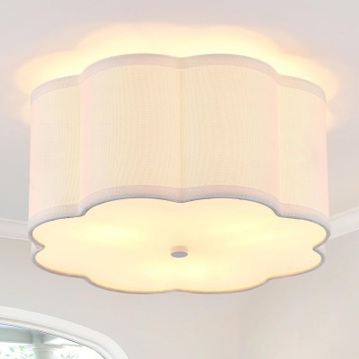 Halsey Fabric Floral Drum Shade Ceiling Light