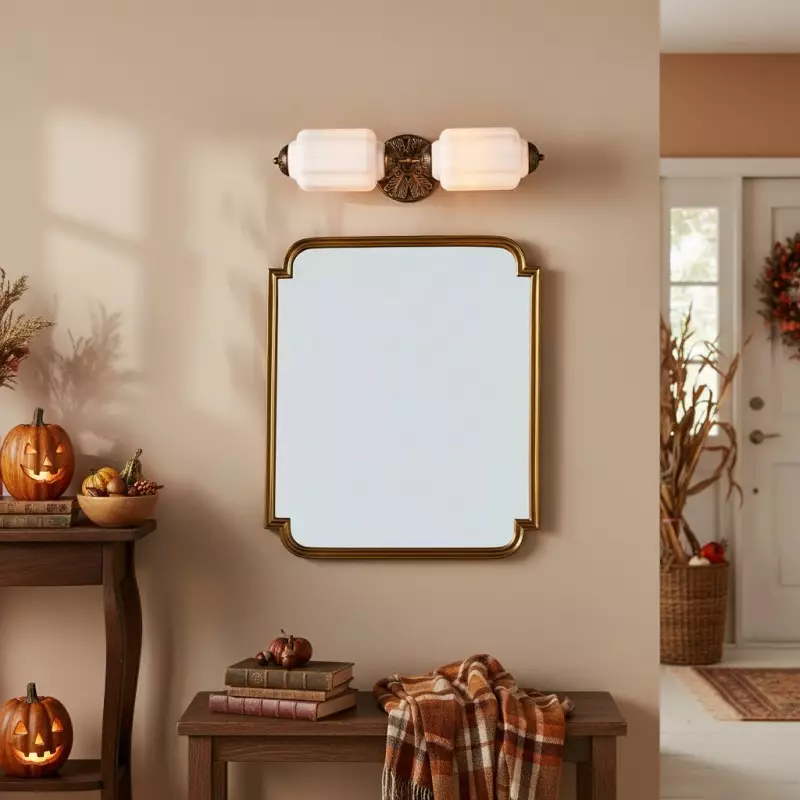 Cyrilith Vintage Art Deco Milk Glass Eloise Vanity Light