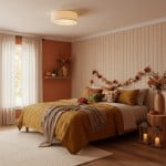 Toren Modern Linen Fabric Drum Flush Mount Ceiling Light