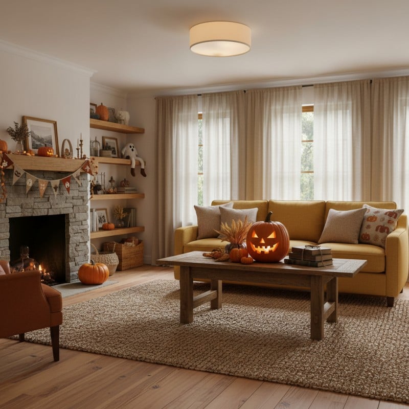 Toren Modern Linen Fabric Drum Flush Mount Ceiling Light